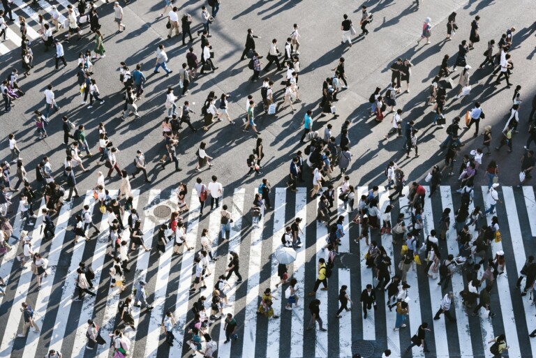 people crossing the street